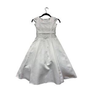Girls size 6X White Formal Dress Designed by Lauren Marie #6326